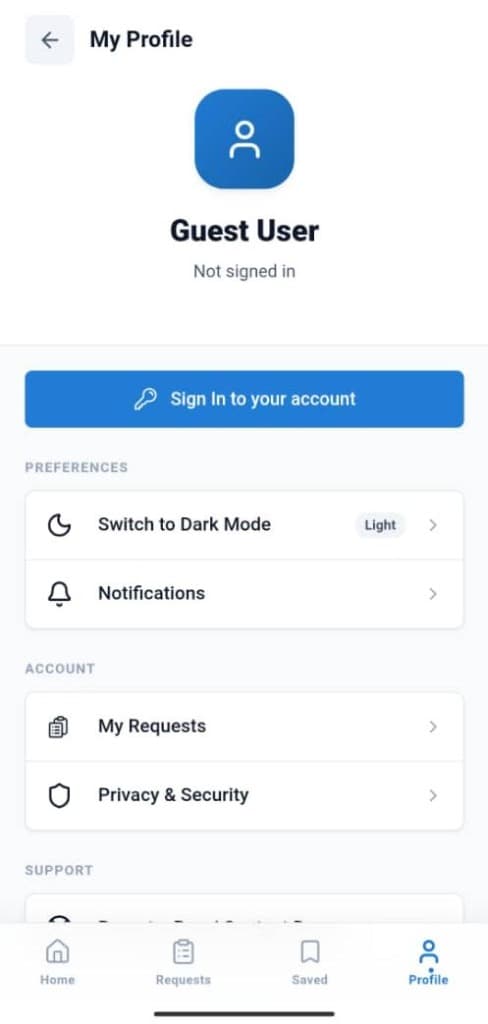 PPAPS Home Screen